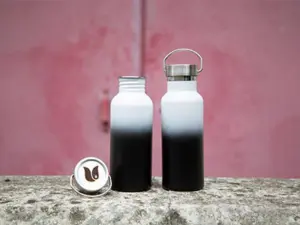 Zwart-wit-design-rvs-flessen-Fusions-2-naast-elkaar - Retulp