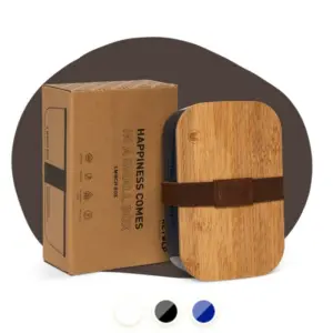 Lunchbox voor brood of andere lunchproducten. Inclusied Spork en bruine elastiek.