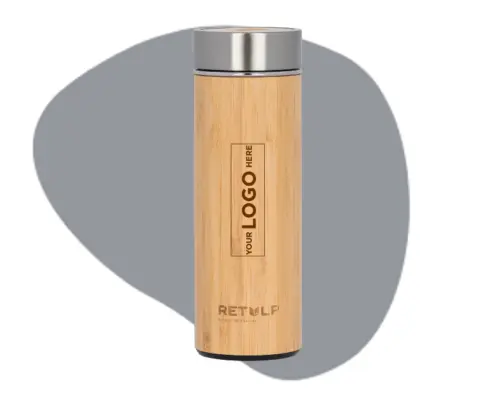 Bamboe thermos 450 ml bedrukt