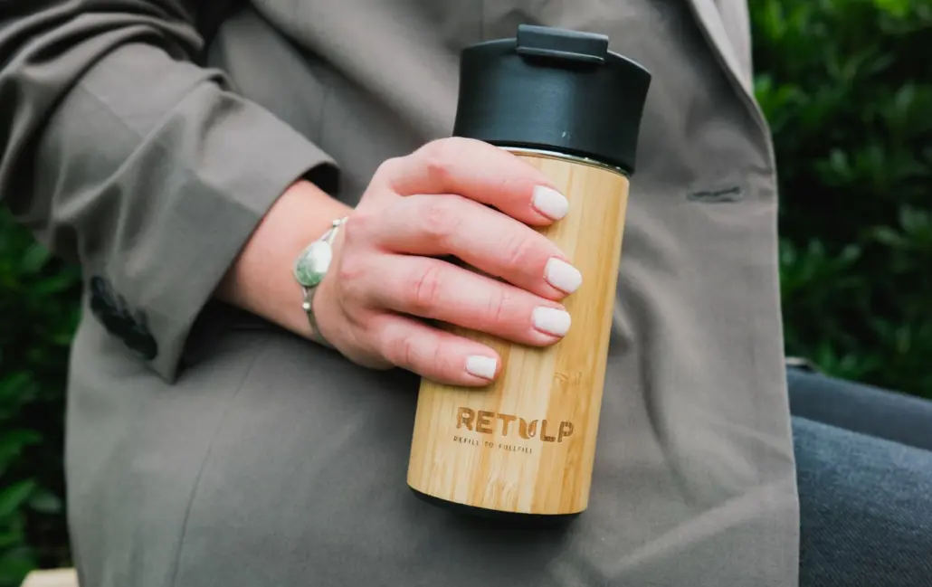 Retulp handige kleine bamboe thermosbeker