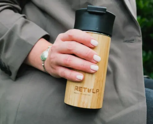 Retulp handige kleine bamboe thermosbeker