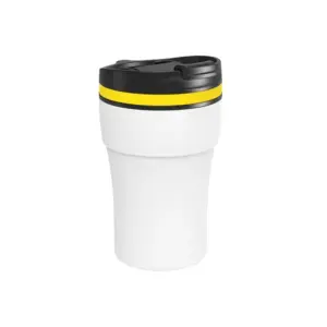 Mix & Match kleuren reisbeker - wit gele rand