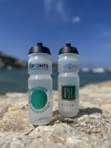 transparante Bio bidon sportflessen met opdruk 2025