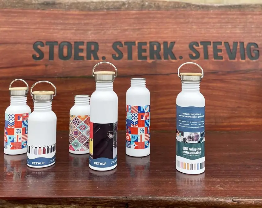 RVS Urban flessen met full color opdruk