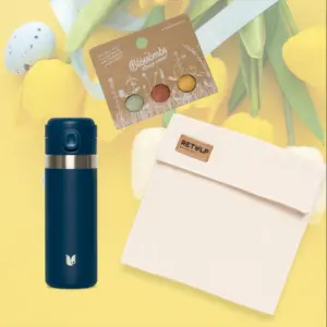 reisbeker en lunchzak pasen