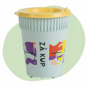 ribbel kantoorbekers lichtblauw bedrukt