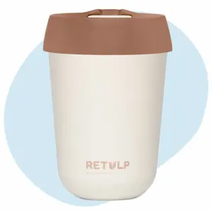 Retulp herbruikbare koffiebeker best getest SUP-wet Travelcup wit met chocolate dop
