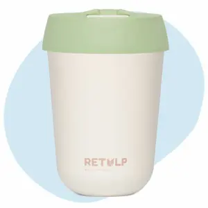 Retulp herbruikbare koffiebeker best getest SUP-wet Travelcup wit met groene dop