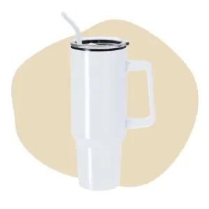 Basic XL Tumbler met rietje - wit