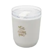 Beker van gerecycled plastic - wit bedrukt