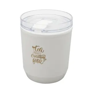 Beker van gerecycled plastic - wit bedrukt