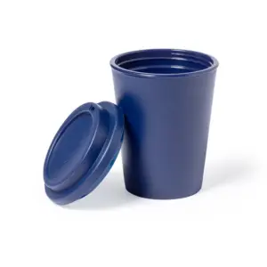 Budget beker met drink opening - blauw deksel los