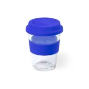 Glazen beker met silicone comfort blauw