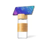 Glazen beker met telefoonhouder - telefoon voorbeeld