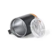 Luxe RVS beker met kurk zwart liggend