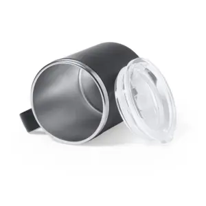 Matte RVS beker met handvat - grijs liggend