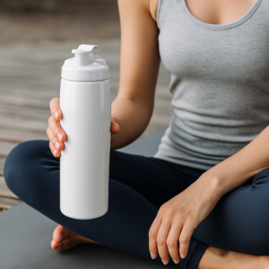 Bio waterfles 750 ml wit yoga