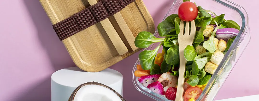 white label glazen lunchbox bamboe