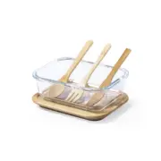 white label glazen lunchbox bamboe