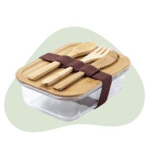 white label glazen lunchbox bamboe