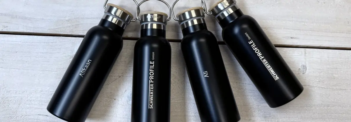 retulp rvs waterflessen met logo en namen graveren