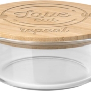 white label glazen ronde lunchbox
